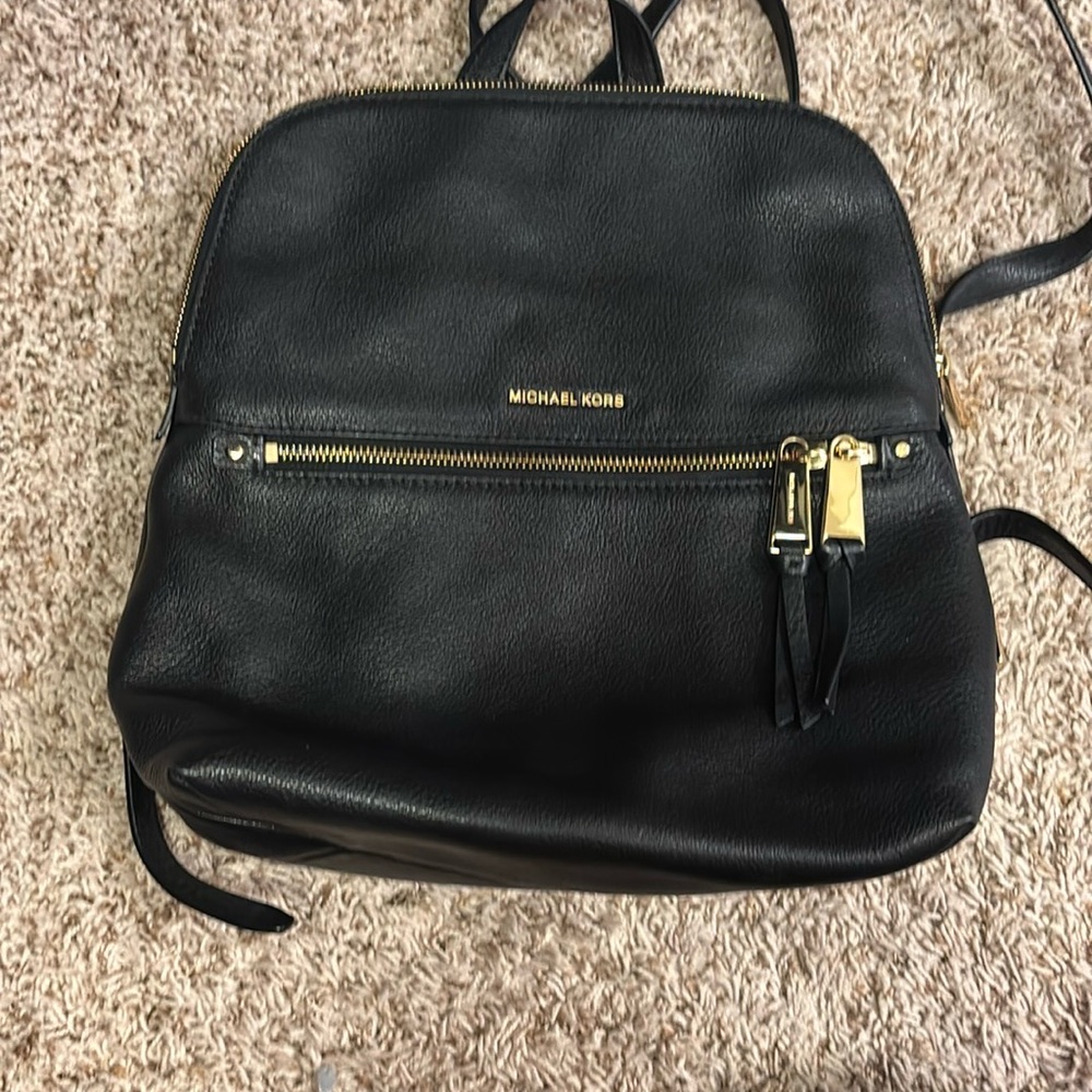 Michael Kors Black Backpack with Gold Hardware